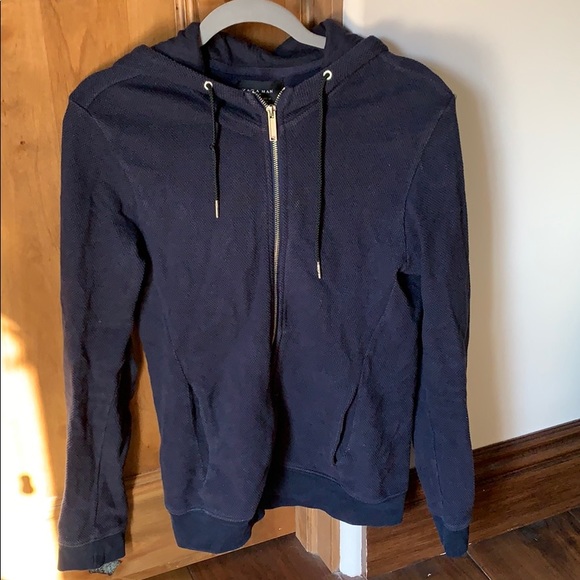 men's waffle knit zip hoodie